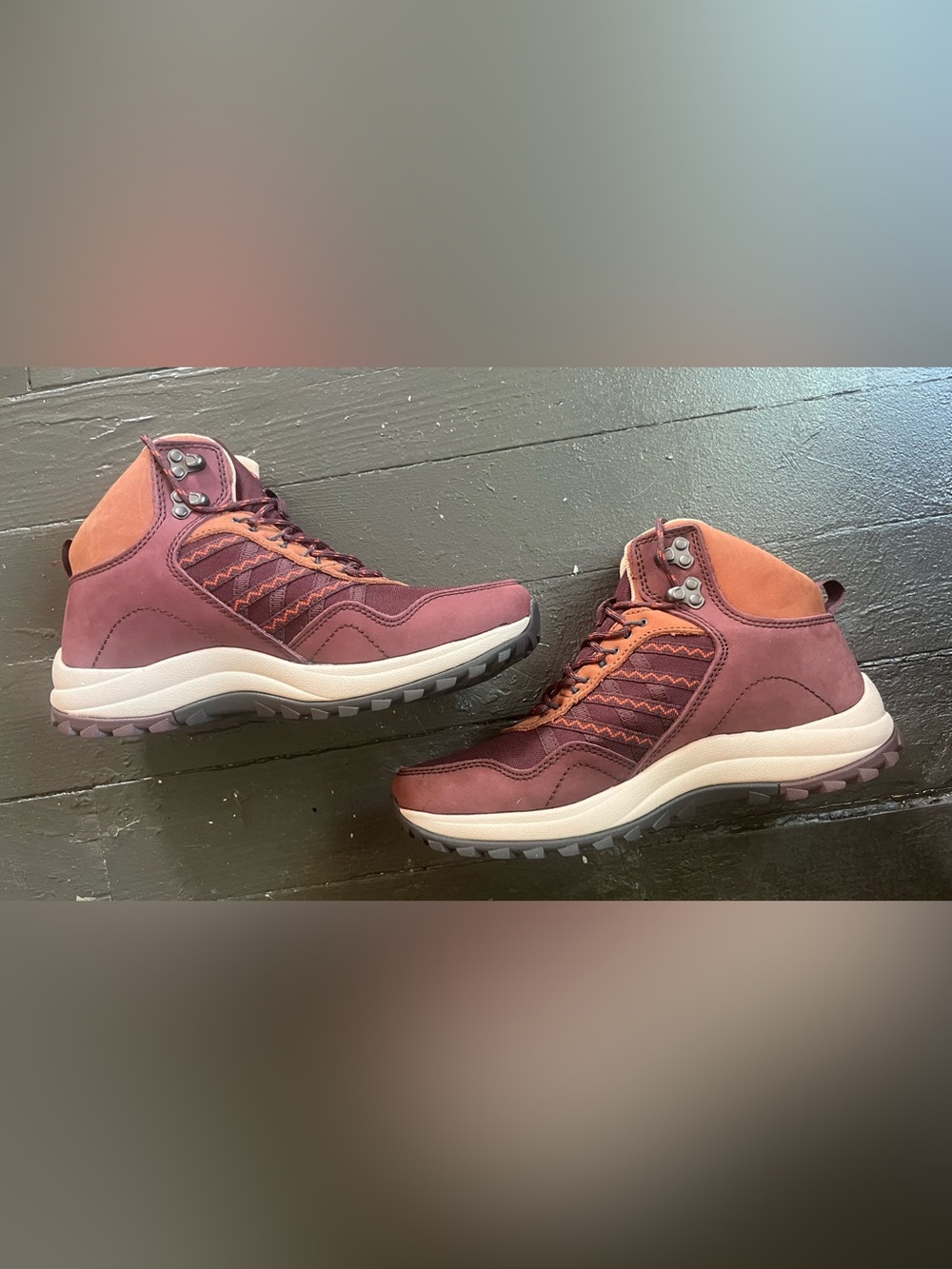 Strole Women's Burgundy Lace-Up Trail Sneakers - Waterproof